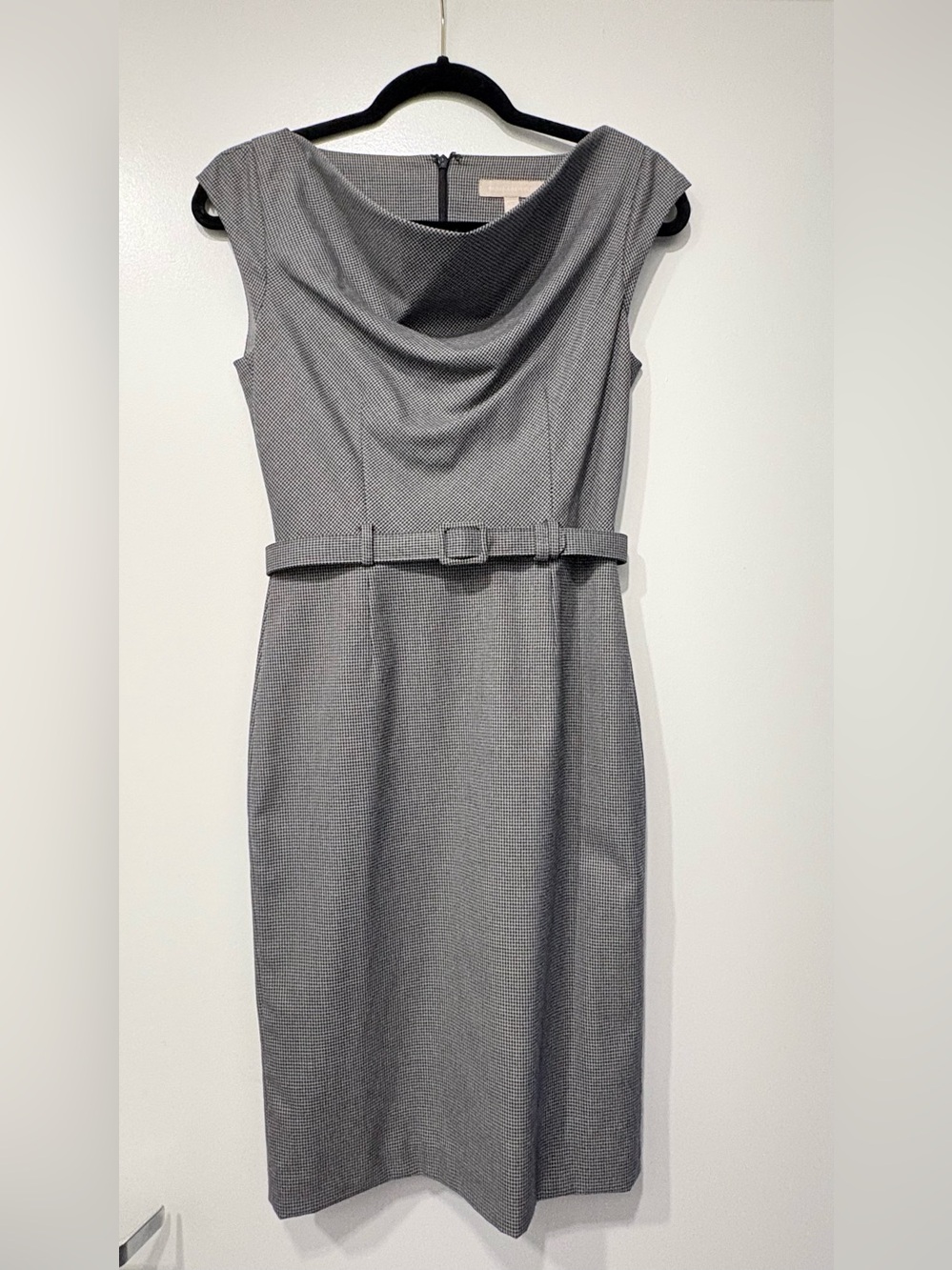 Banana Republic Belted Houndstooth Cowl Neck Sheath Dress 00P
